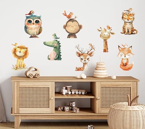 wolga-kreativ Wandtattoo für das Kinderzimmer, Wandsticker selbstklebend – 16 Safari- & Afrika-Tiere für ein wildes Abenteuer von wolga-kreativ