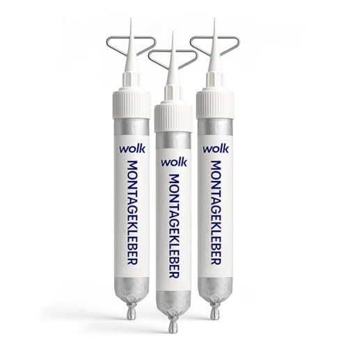 wolk® 3x easyPress Montagekleber 85 ml – extra starker & dauerelastischer Kleb- und Dichtstoff – wasserfest, temperaturbeständig – für Bau, Reparatur, Haushalt – bis +90°C, B2 von wolk