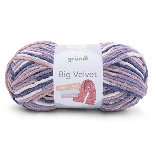 Big Velvet von Gründl,1 Knäuel =1 Schal,250g/205 m, 100% Polyester, Chenille,weiche Wolle,z. Häkeln und Stricken (02) von wolldealer 24