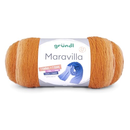 Gründl Maravilla Wolle, 250 g Großknäuel, Farbverlauf, 90% Polyacryl 10% Alpaka, 750 m Lauflänge, für Schal (03 gelb) von wolldealer 24