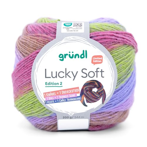 Lucky Soft Strickgarn Edition II, Gründl Wolle, 200g/544m, Verlaufsgarn für Schals, 1 Knäuel ist ein Tuch, 30% Wolle, 70% Polyacyl (01 rosa-grün pastell) von wolldealer 24