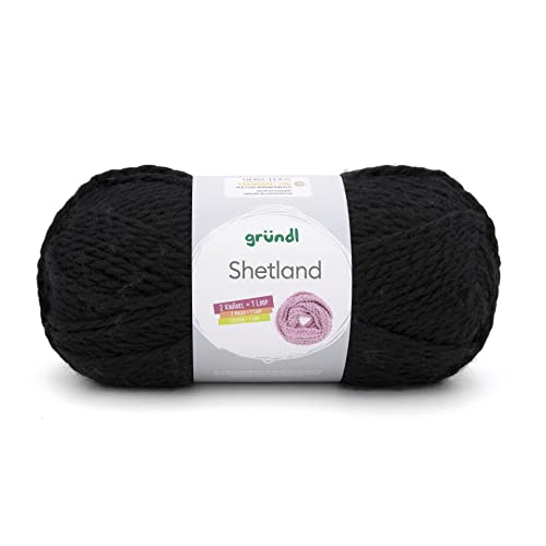 Gründl Shetland Handstrickgarn, Wolle, Schwarz, 1 x 100 g von Gründl