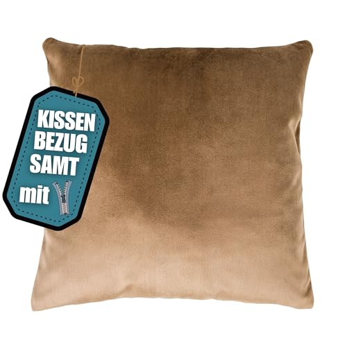 wollyflaushi Kissenbezug 35x35 cm Braun -Luxuriöser weicher Samt- verdeckter Reißverschluss Kissenhülle Samtstoff einfarbige Bezüge Sofakissen Dekokissen Kopfkissen von wollyflaushi