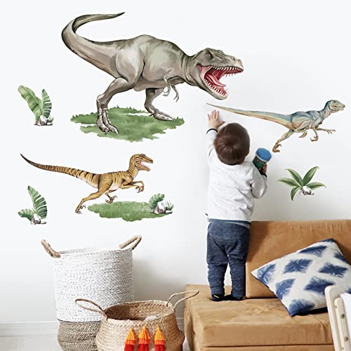 wondever Wandtattoo Dinosaurier Groß 77 x 55 cm (BxH) Wandaufkleber Dino Tiere Aquarell Wandsticker Wanddeko für Kinderzimmer Jungen Babyzimmer Schlafzimmer von wondever