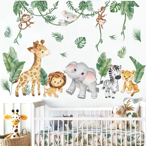wondever Wandtattoo Dschungel Tiere Reben Wandaufkleber Waldtiere Elefant Giraffe Löwe Tropische Blätter für Kinderzimmer Babyzimmer Schlafzimmer wondever Wandtattoo Dschungel Tiere Reben Wandaufkleber Waldtiere Elefant Giraffe Löwe Tropische Blätter für Kinderzimmer Babyzimmer Schlafzimmer von wondever