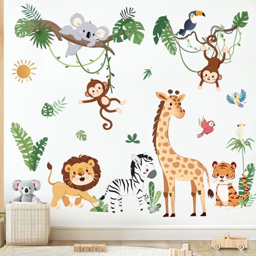 wondever Wandtattoo Dschungel Tiere Reben Wandaufkleber Waldtiere Giraffe Löwe Koala Tropische Blätter für Kinderzimmer Babyzimmer Schlafzimmer wondever Wandtattoo Dschungel Tiere Reben Wandaufkleber Waldtiere Giraffe Löwe Koala Tropische Blätter für Kinderzimmer Babyzimmer Schlafzimmer von wondever