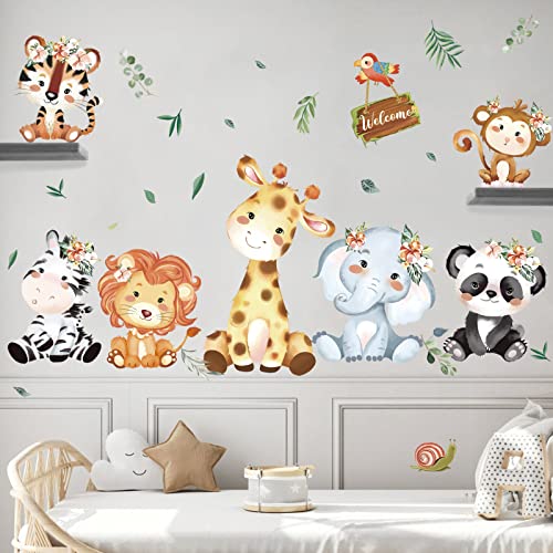 wondever Wandtattoo Dschungel Tiere Wandaufkleber Safari Tiere Elefant Giraffe Wandsticker Wanddeko für Kinderzimmer Junge Babyzimmer von wondever