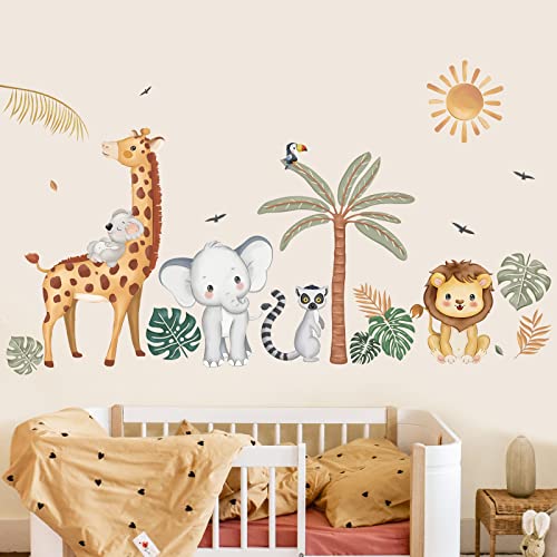wondever Wandtattoo Dschungel Tiere Wandaufkleber Safari Boho Palme Elefant Giraffe Löwe Wandsticker Wanddeko für Kinderzimmer Babyzimmer wondever Wandtattoo Dschungel Tiere Wandaufkleber Safari Boho Palme Elefant Giraffe Löwe Wandsticker Wanddeko für Kinderzimmer Babyzimmer von wondever
