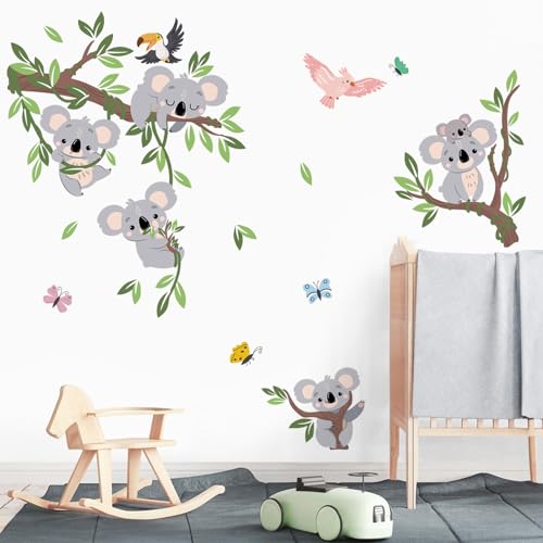 wondever Wandtattoo Koala Baum Wandaufkleber Koalabär Baum Ast Wandsticker Wanddeko für Kinder Babyzimmer Schlafzimmer Wohnzimmer von wondever