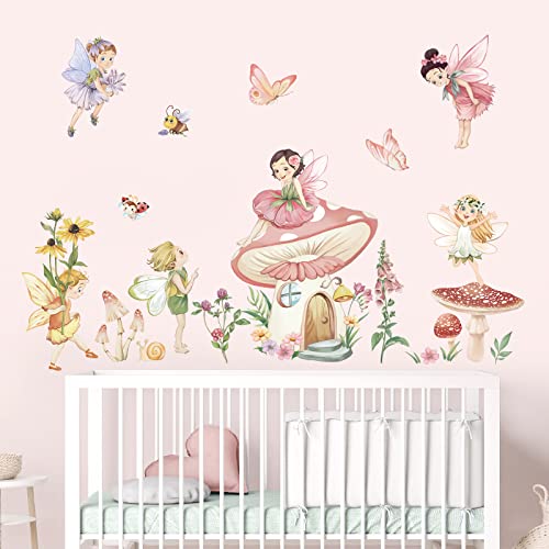 wondever Wandtattoo Mädchen Feen Wandaufkleber Blumen Pilzhaus Schmetterling Wandsticker Wanddeko für Kinderzimmer Babyzimmer Schlafzimmer wondever Wandtattoo Mädchen Feen Wandaufkleber Blumen Pilzhaus Schmetterling Wandsticker Wanddeko für Kinderzimmer Babyzimmer Schlafzimmer von wondever