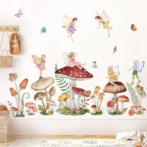 wondever Wandtattoo Mädchen Feen Wandaufkleber Pilze Elfen Schmetterling Wandsticker Wanddeko für Kinderzimmer Babyzimmer Mädchen Schlafzimmer wondever Wandtattoo Mädchen Feen Wandaufkleber Pilze Elfen Schmetterling Wandsticker Wanddeko für Kinderzimmer Babyzimmer Mädchen Schlafzimmer von wondever