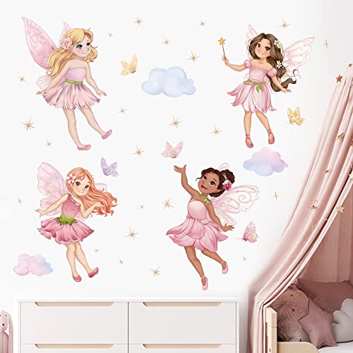 wondever Wandtattoo Mädchen Feen Wandaufkleber Schmetterling Elfen Wandsticker Wanddeko für Mädchenzimmer Kinderzimmer Babyzimmer von wondever