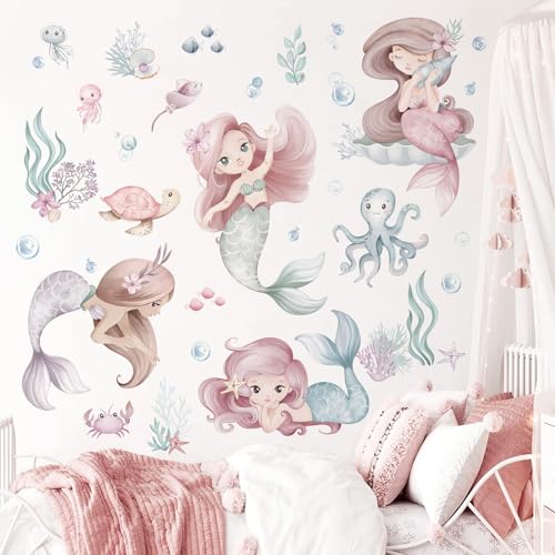 wondever Wandtattoo Meerjungfrau Mädchen Wandaufkleber Unter dem Meer Fisch Seetang Wandsticker Wanddeko für Babyzimmer Schlafzimmer Badezimmer wondever Wandtattoo Meerjungfrau Mädchen Wandaufkleber Unter dem Meer Fisch Seetang Wandsticker Wanddeko für Babyzimmer Schlafzimmer Badezimmer von wondever