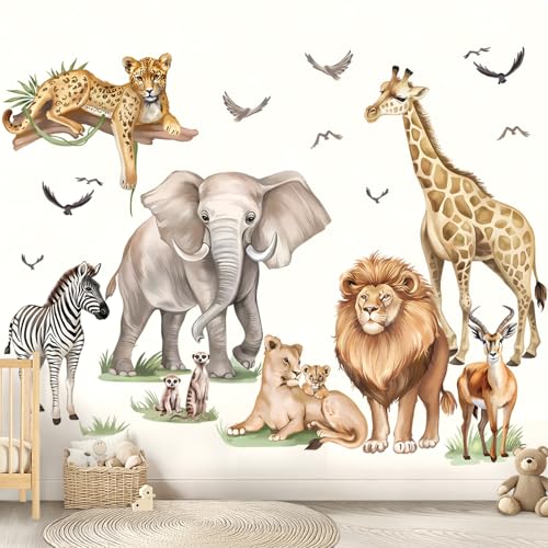 wondever Wandtattoo Safari Tiere XXL Savanne Wandaufkleber Dschungel Tiere Löwen Leopard Giraffe für Kinderzimmer Babyzimmer Schlafzimmer wondever Wandtattoo Safari Tiere XXL Savanne Wandaufkleber Dschungel Tiere Löwen Leopard Giraffe für Kinderzimmer Babyzimmer Schlafzimmer von wondever