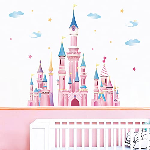 wondever Wandtattoo Schloss Mädchen Wandaufkleber Märchenschloss Bunt Wandsticker Wanddeko für Babyzimmer Kinderzimmer Schlafzimmer von wondever