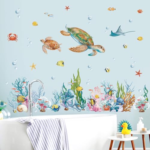 wondever Wandtattoo Unter dem Meer Seetang Wandaufkleber Meeresschildkröte Unterwasserwelt Korallen Tropischer Fisch Wandsticker Wanddeko für Kinderzimmer Babyzimmer Badezimmer wondever Wandtattoo Unter dem Meer Seetang Wandaufkleber Meeresschildkröte Unterwasserwelt Korallen Tropischer Fisch Wandsticker Wanddeko für Kinderzimmer Babyzimmer Badezimmer von wondever