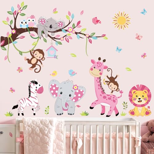 wondever Wandtattoo Waldtiere Baum Ast Rosa Wandaufkleber Safari Tiere Elefant Giraffe Löwe Affe Wandsticker Wanddeko für Mädchen Babyzimmer Kinderzimmer Schlafzimmer wondever Wandtattoo Waldtiere Baum Ast Rosa Wandaufkleber Safari Tiere Elefant Giraffe Löwe Affe Wandsticker Wanddeko für Mädchen Babyzimmer Kinderzimmer Schlafzimmer von wondever