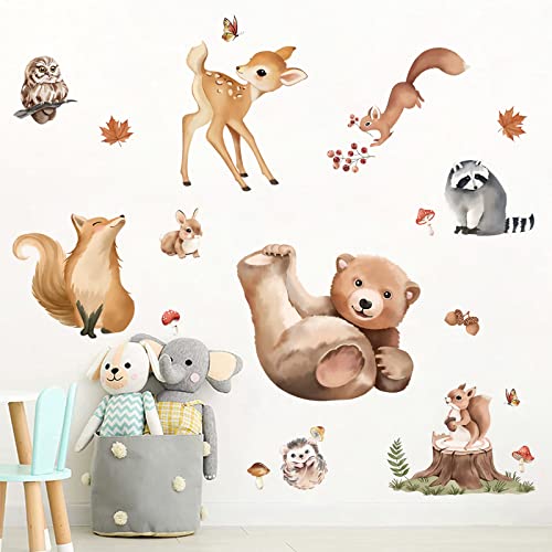 wondever Wandtattoo Waldtiere Junge Wandaufkleber Safari Bär Hirsch Fuchs Wandsticker Wanddeko für Kinderzimmer Babyzimmer von wondever