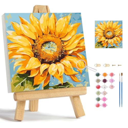 wonloong Gerahmtes Malen nach Zahlen Kit, Sonnenblume Acryl einfaches Malen nach Zahlen mit Rahmen, Aquarell Malen nach Zahlen Kits auf Leinwand gerahmt für Erwachsene Anfänger without Easel wonloong Gerahmtes Malen nach Zahlen Kit, Sonnenblume Acryl einfaches Malen nach Zahlen mit Rahmen, Aquarell Malen nach Zahlen Kits auf Leinwand gerahmt für Erwachsene Anfänger without Easel von wonloong