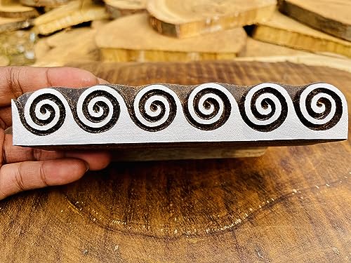 Holzblockstempel, handgeschnitzt, Wellenmuster, Bordüre, Textildruckausrüstung, Heim- und Bürodekoration, handgefertigter Holzdruckblock von woodenblockstamps