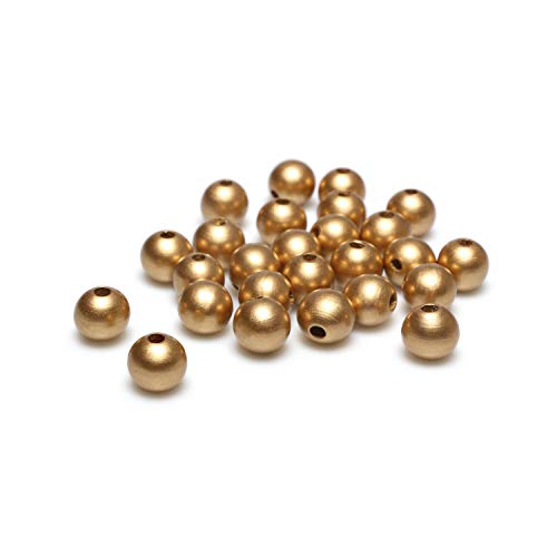 150 Stück goldfarbene Holzperlen, 16 mm, farbige Holzperlen für Bastelarbeiten, Wandbehang, Heimdekoration, Weihnachtsschmuck (3,5 mm Loch) von woodeni