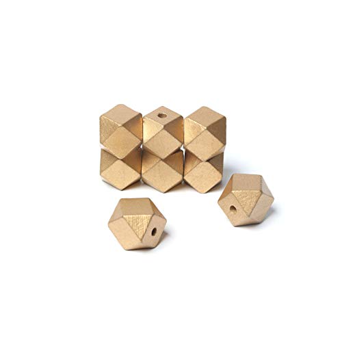 20 mm goldene geometrische Holzperlen mit 4 mm Loch, runde Abstandshalter aus Holz für Girlande, Bauernhaus, Dekoration, DIY, Basteln von woodeni