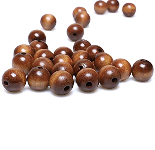 Holzperlen, 20 mm, braune runde Holzperlen, dunkle Farbe, lose Abstandshalterperlen mit 4 mm Loch, für Bastelarbeiten, Bauernhausdekoration, Schmuckherstellung, Wanddekoration, 40 Stück von woodeni