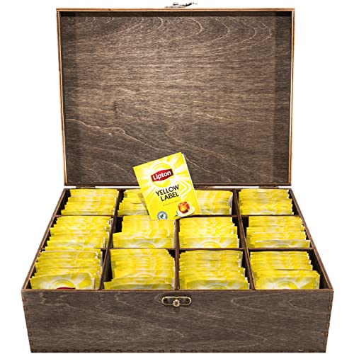 woodmanucom Aufbewahrungsbox mit Deckel für Tee aus Holz 12 Fächern, Tee-Organizer, Teebox für Teebeutel, Sortierbox, Holzkiste mit Deckel Aufbewahrung von Tee Box mit Fächern für Teebeutel Palisander von woodmanucom