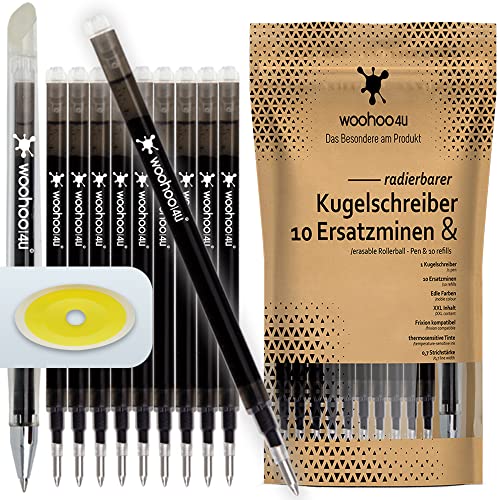 woohoo4u Set aus Ersatzminen und Kugelschreiber, radierbar, 0,7 mm, kompatibel zu Pilot Frixion, XXL Inhalt - 13er Set, Edles Schwarz woohoo4u Set aus Ersatzminen und Kugelschreiber, radierbar, 0,7 mm, kompatibel zu Pilot Frixion, XXL Inhalt - 13er Set, Edles Schwarz von woohoo4u