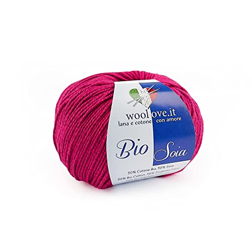 TRICOT CAFE' Woolove Bio-Soja-Garn aus Baumwolle und Soja, sehr weich, atmungsaktiv und glänzend, natürliche pflanzliche Fasern, ideal für Eisen/Häkelnadeln: 3,00/3,50 cm Magenta-Rot 605 1 Stück 50g TRICOT CAFE' Woolove Bio-Soja-Garn aus Baumwolle und Soja, sehr weich, atmungsaktiv und glänzend, natürliche pflanzliche Fasern, ideal für Eisen/Häkelnadeln: 3,00/3,50 cm Magenta-Rot 605 1 Stück 50g von woolove