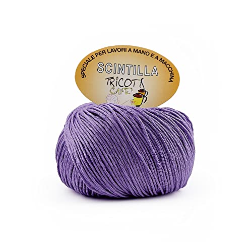 Tricot Cafè Scintilla Knäuel aus weichem, reinem Baumwollgarn zum häkeln, supermerzerisiert, antipilling, gasiert, extra glänzend – Nadeln/Häkelnadel: 3,50/4,50-1 Stück - Violett 94-50 g Tricot Cafè Scintilla Knäuel aus weichem, reinem Baumwollgarn zum häkeln, supermerzerisiert, antipilling, gasiert, extra glänzend – Nadeln/Häkelnadel: 3,50/4,50-1 Stück - Violett 94-50 g von woolove