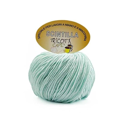 Tricot Cafè Scintilla Knäuel aus weichem, reinem Baumwollgarn zum häkeln, supermerzerisiert, antipilling, gasiert, extra glänzend – Nadeln/Häkelnadel: 3,50/4,50-1 Stück - Wassergrün 86/47-50 g Tricot Cafè Scintilla Knäuel aus weichem, reinem Baumwollgarn zum häkeln, supermerzerisiert, antipilling, gasiert, extra glänzend – Nadeln/Häkelnadel: 3,50/4,50-1 Stück - Wassergrün 86/47-50 g von woolove