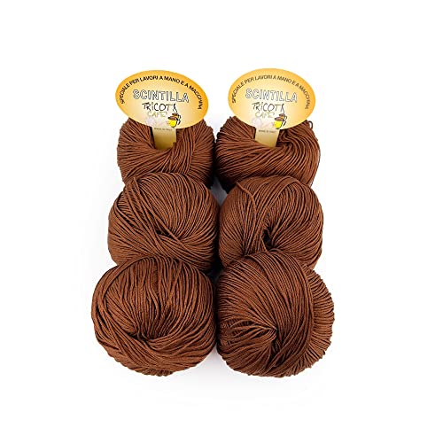 Tricot Cafè Scintilla Knäuel aus weichem, reinem Baumwollgarn zum häkeln, supermerzerisiert, antipilling, gasiert, extra glänzend – Nadeln/Häkelnadel: 3,50/4,50-6 Stück - Braun 7-300 g Tricot Cafè Scintilla Knäuel aus weichem, reinem Baumwollgarn zum häkeln, supermerzerisiert, antipilling, gasiert, extra glänzend – Nadeln/Häkelnadel: 3,50/4,50-6 Stück - Braun 7-300 g von woolove