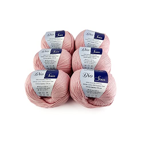 Tricot Cafe' Woolove - Bio-Soia - Garn aus Baumwolle und Soja, sehr weich, atmungsaktiv und glänzend, natürliche pflanzliche Fasern, ideal für Häkeleisen/Häkelnadeln:3,00/3,50, 6 Stück, Rosa 300 gr Tricot Cafe' Woolove - Bio-Soia - Garn aus Baumwolle und Soja, sehr weich, atmungsaktiv und glänzend, natürliche pflanzliche Fasern, ideal für Häkeleisen/Häkelnadeln:3,00/3,50, 6 Stück, Rosa 300 gr von woolove