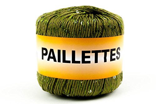 Woolove Pailletten 50 g Garn mit Pailletten, Baumwolle und Polyester. 10 grün von woolove
