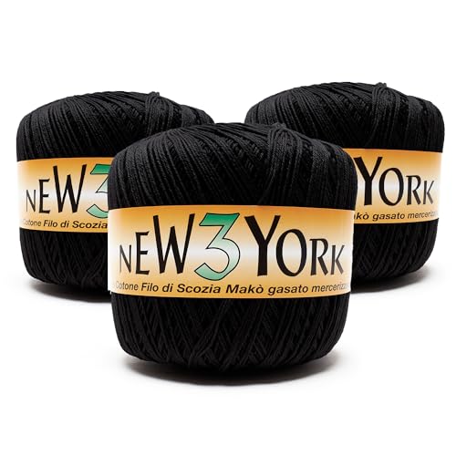 woolove New York – 3 Stück à 150 g Garn, 100 % Baumwolle, Mako-Garn, Baumwolle Nr. 3 von woolove