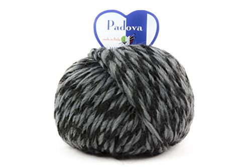 Padova - Mischgarn aus Wolle und Alpaka, geeignet für alle Arten von Arbeiten Ideal für Häkelarbeiten Mix Eleganz und Qualität - 1 Knäuel - 25 Grau-Schwarz von woolove