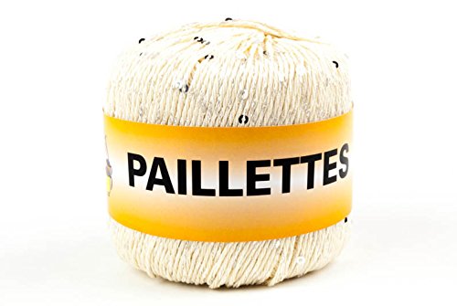 Pailletten, 50 g, Garn mit Pailletten, Baumwolle und Polyester. 2 Creme von woolove