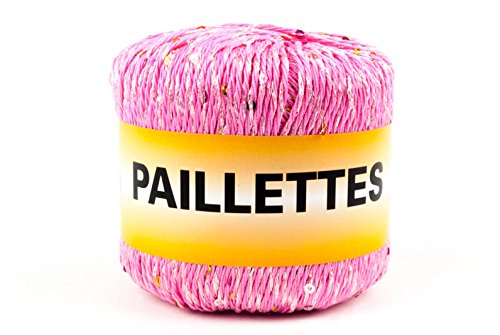 woolove Pailletten, 50 g, Garn mit Pailletten, Baumwolle und Polyester, 6 Rosa von woolove