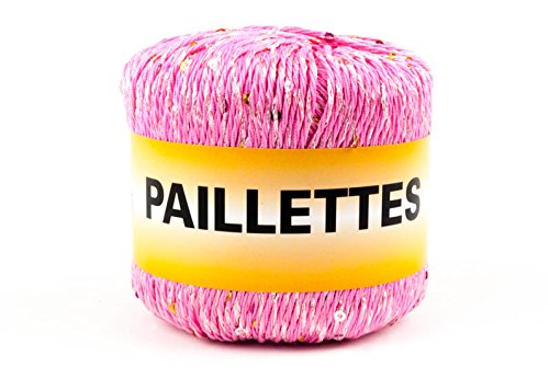 Pailletten, 50 g, Garn mit Pailletten, Baumwolle und Polyester, 6 Rosa von woolove