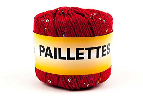 woolove Pailletten, 50 g, Garn mit Pailletten, Baumwolle und Polyester, 7 Rot von woolove