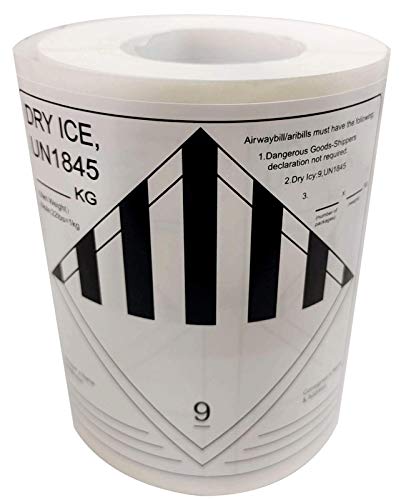 Dry Ice aufkleber Gefahrenklasse 9 Etiketten 10,2 x 10,2 cm â€“ 250 UN1845 selbstklebende perforierte Aufkleber (weiÃŸ, 10,2 cm) von wootile