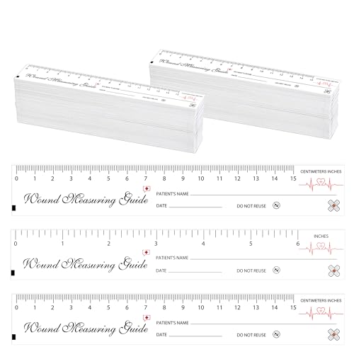 Einweg-Wundmesswerkzeuge, Bänder, 100 Stück, Wundmaßband, Messführung, Lineal, doppelseitig, Einweg-Papierbandmaß für Krankenschwestern, 17,8 cm von wootile