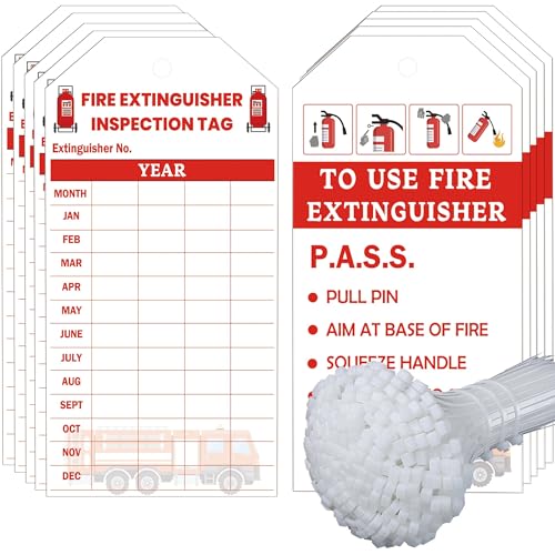 Feuerlöscher-Etiketten, 100 Stück, monatliche Feuerlöscher-Inspektions-Etiketten, 4 Jahre 2024 bis 2027, Wartungsschild für drinnen und draußen, 8,2 x 12,7 cm Feuerlöscher-Etiketten, 100 Stück, monatliche Feuerlöscher-Inspektions-Etiketten, 4 Jahre 2024 bis 2027, Wartungsschild für drinnen und draußen, 8,2 x 12,7 cm von wootile
