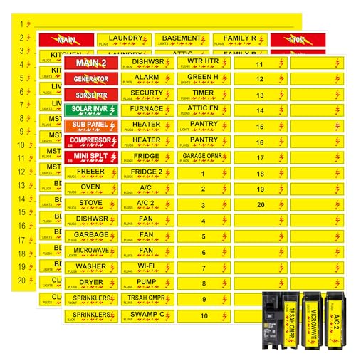 Kennzeichnungsschilder für elektrische Schalttafel, 170 Stück, Sicherungskasten, Steckdosen und Lichter, Leitungsschutzschalter, Verzeichnis, Sicherungsplatte, Panel-Marker von wootile