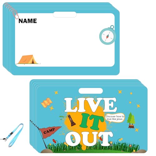 Live It Out VBS Namensschilder mit Seil, 25 Stück, "Live Like Jesus", 5,1 x 7,6 cm, Abenteuer des Lagerlebens, Karte für Sonntagsschule, Basteln, zum Schreiben von Namen von wootile