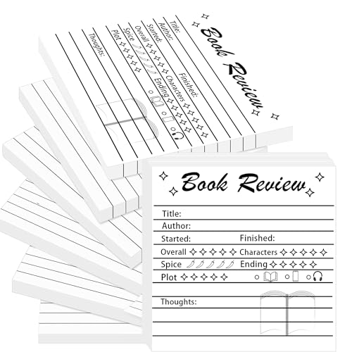 Mini-Haftnotizen für Buchbesprechung, 6 Stück, selbstklebende Notizblöcke zum Lesen von Tagebüchern, Buchüberprüfung, Tracker, Leseprotokoll für Bücherwurm-Leser, Studenten (weiß) von wootile