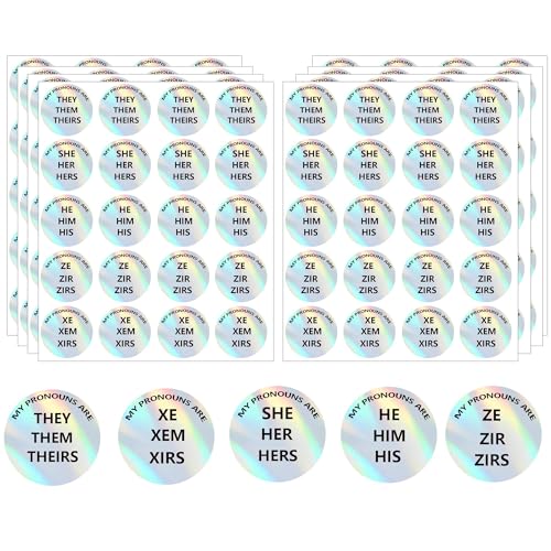 My Pronoun are Aufkleber, holografisch, silberfarben, mit Aufschrift "They Them Theirs Gender Identity", 2,5 cm, für Ihn, Ihn, sie, sie, Namensetiketten, Namensaufkleber für Party, Konferenz, Kinder My Pronoun are Aufkleber, holografisch, silberfarben, mit Aufschrift "They Them Theirs Gender Identity", 2,5 cm, für Ihn, Ihn, sie, sie, Namensetiketten, Namensaufkleber für Party, Konferenz, Kinder von wootile