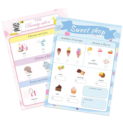 Play Notepads Playtime Notepads 50 Pages Order - Taking Restaurant Doctor Visit Notepad Guest Check Server Notepad Receipt for Kids (Makeup) von wootile