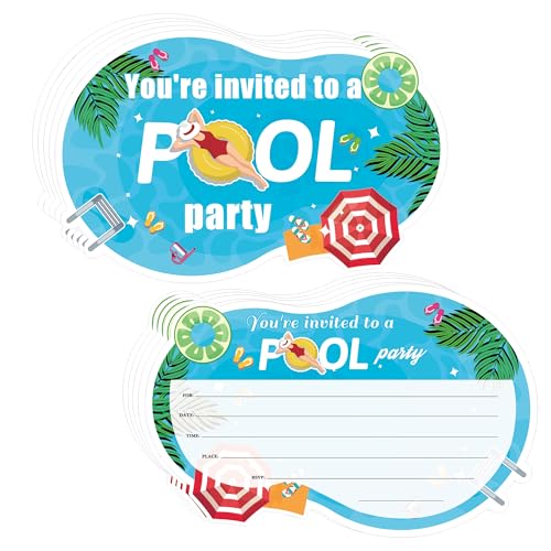 Pool-Party-Einladungen mit Umschlägen, Sommer-Geburtstagsparty-Einladungskarte, Pool-Einladungskarten, zum Ausfüllen von Pools, Partys, Einladungen für Partys, Geburtstagsdekorationen Pool-Party-Einladungen mit Umschlägen, Sommer-Geburtstagsparty-Einladungskarte, Pool-Einladungskarten, zum Ausfüllen von Pools, Partys, Einladungen für Partys, Geburtstagsdekorationen von wootile